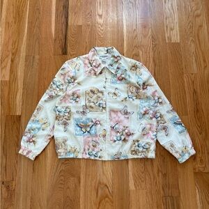 Alfred Dunner Vintage 90s Y2K Floral Butterfly Full Zip Windbreaker Jacket 10P S